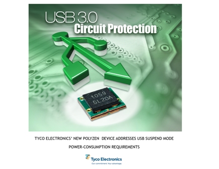 泰科電子(Tyco Electronics)宣布推出PolyZen ZEN059V130A24LS 器件。這款集成器件可為帶有USB接口的電子產品提供全面電路保護,同時滿足USB3.0掛起模式下的功耗要求。