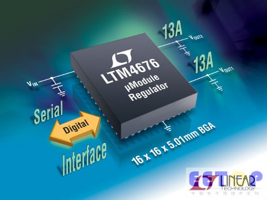 Linear 推出具串行數字接口的雙輸出 13A 或單輸出 26A 微型模塊 DC/DC 穩壓器 LTM4676