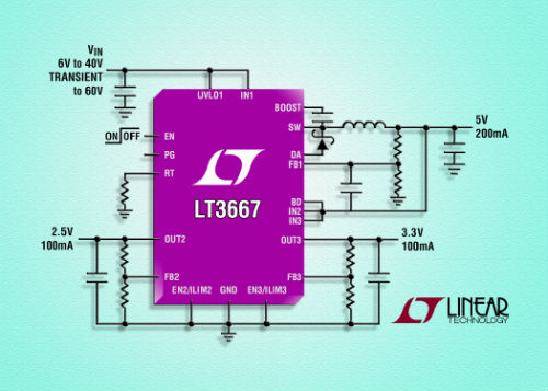 Linear 推出 400mA、40V 降壓型開關(guān)穩(wěn)壓器 LT3667